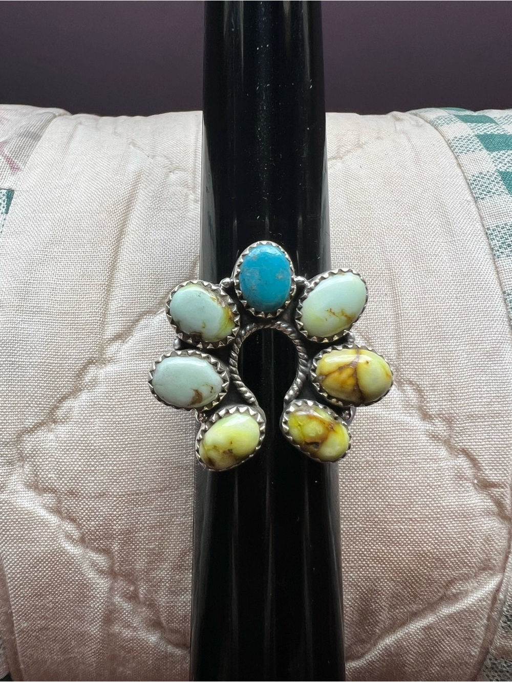 Sterling Palomino, and turquoise naja ring